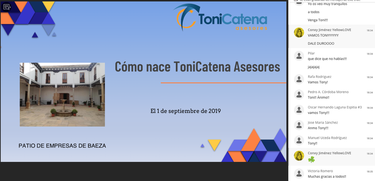Antonia Catena Melgares , conocida como "Tony" es una de nuestras #𝐜𝐨𝐰𝐨𝐫𝐤𝐞𝐫s que está presentado su proyecto "𝘛𝘰𝘯𝘪 𝘊𝘢𝘵𝘦𝘯𝘢 𝘈𝘴𝘦𝘴𝘰𝘳𝘦𝘴" en el #demoday
