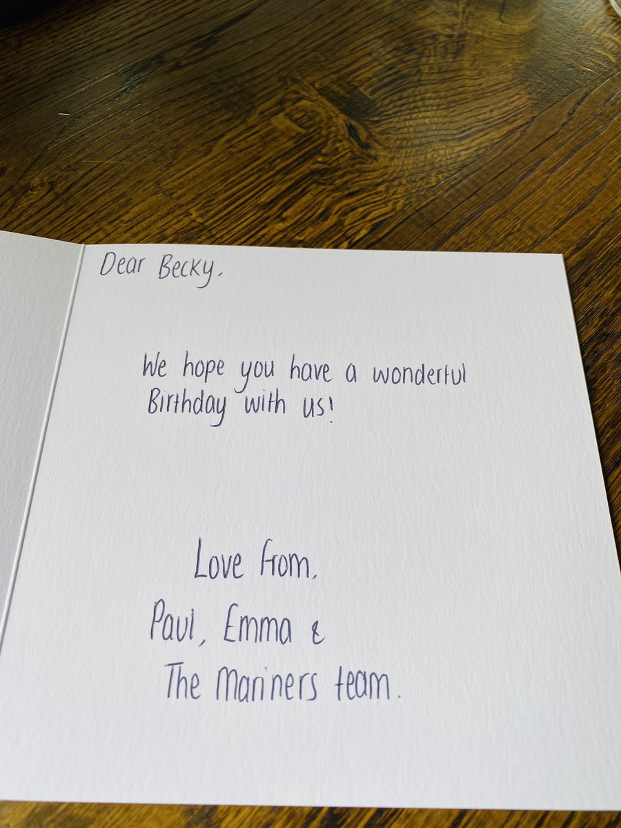 Delicious birthday lunch today with hubby <a href="/TheMarinersRock/">The Mariners, Rock</a>....the birthday card was a lovely touch. It’s great to be back in our favourite part of Cornwall ❤️#Rock#Cornwall#foodie#birthdaytreat#luckygirl