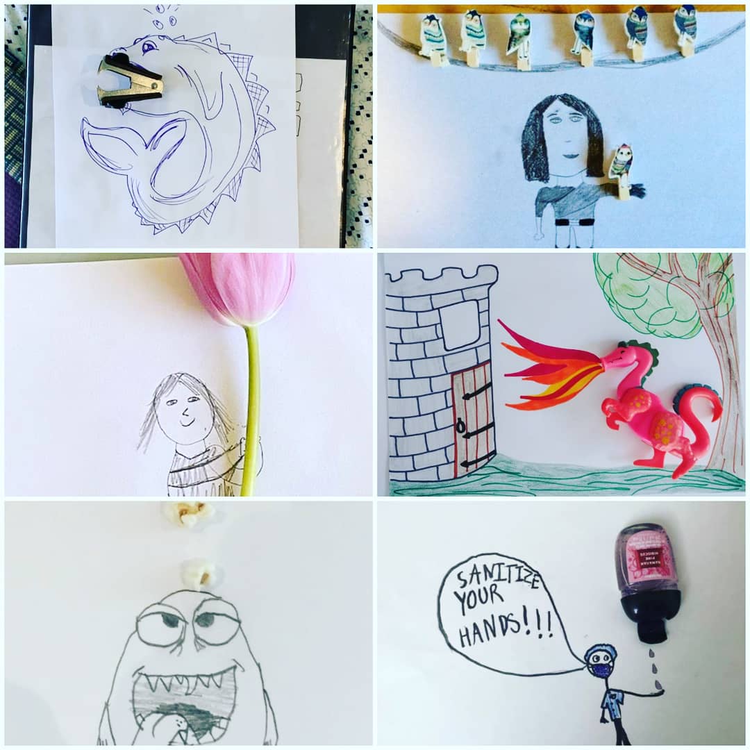 KCSMatters's tweet photo. For #ThrowBackMonday, here are some really cool Grade 6 drawings in response to the art challenge to create something using the theme "There's an Object in my Drawing!" #KCSAtHome #KCSArts #ThinkCreatively #RespondWithAweAndAppreciation https://t.co/3Llmkm3MzG