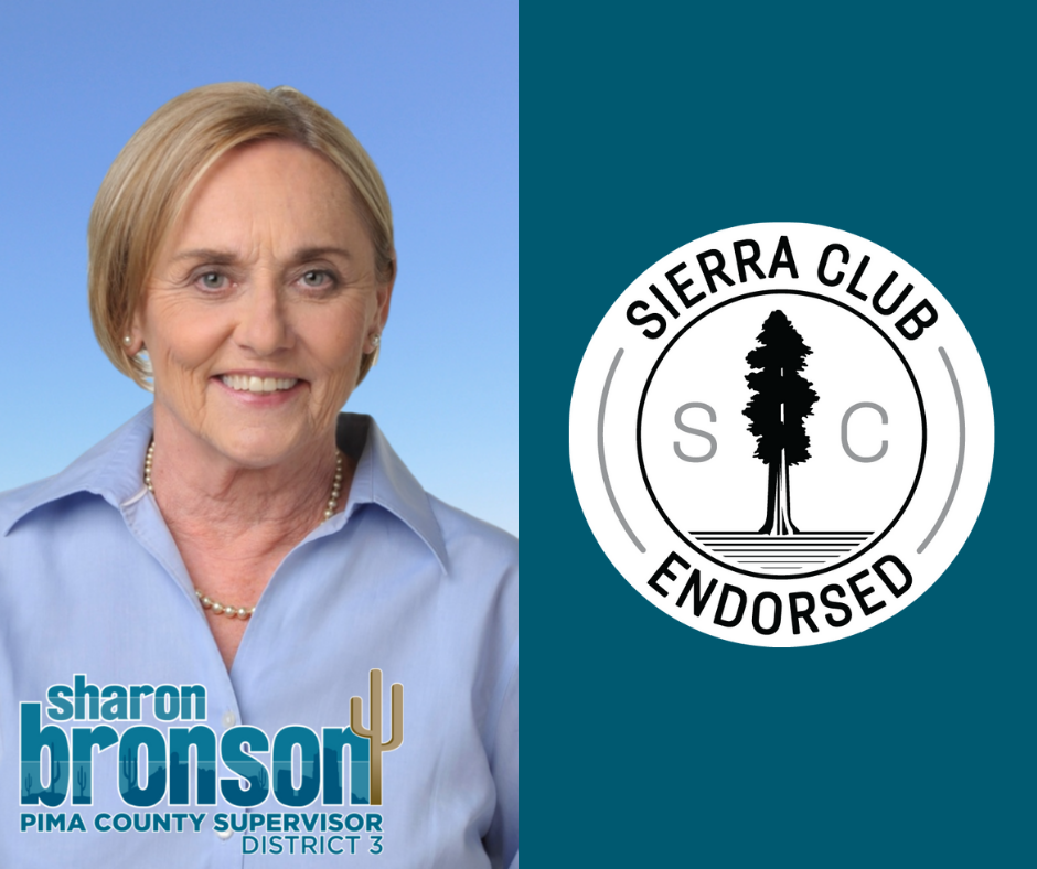SharonBronson's tweet photo. Thank you Sierra Club - Rincon Group for your endorsement! I am proud to be a Sierra Club endorsed candidate and to continue my work advocating for environmental sustainability policies on the Pima County Board of Supervisors. https://t.co/HZJRt7UVRv