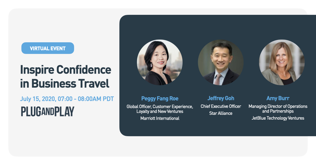 SaeedAmidi's tweet photo. I am excited to invite executives from @MarriottIntl, @staralliance, and @JetBlueVentures to our virtual Plug and Play Travel event this Wednesday. Join the discussion on how these industry leaders will inspire confidence for the future of business travel. https://t.co/v6FqQLzVSI https://t.co/r5BrdIPgdO