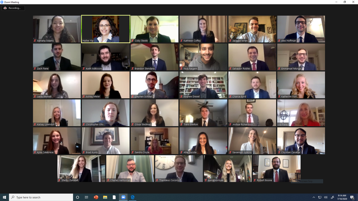 BaylorLawSchool's tweet photo. For generations, future Baylor Lawyers have taken a 'class photo' as they near the end of their Practice Court experience. Today we share the first ever *virtual* Practice Court photo!
#OnlyAtBaylorLaw #FutureBaylorLawyers #PracticeCourt https://t.co/VI2zHVUtBM
