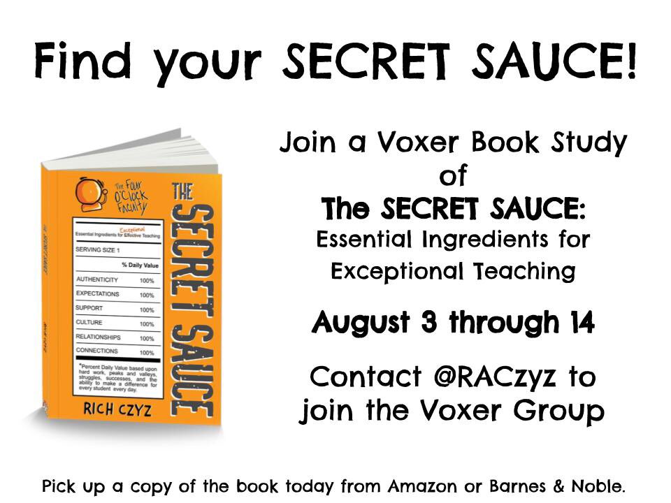 RACzyz's tweet photo. Join us for upcoming @voxer Book Studies in July & August! #ArtofComp and #TheSecretSauce sign up here: https://t.co/BzFzA0XgiP #4OCF @trevorabryan @bkulak11 @dbc_inc @ElemCoach @MGeoghegan22 @HeatherLieberm2 @CoachesSms @MuziLearningLab @KleinErin @LTavarezECISD @teach_n_boots https://t.co/CSrNjwqhOG