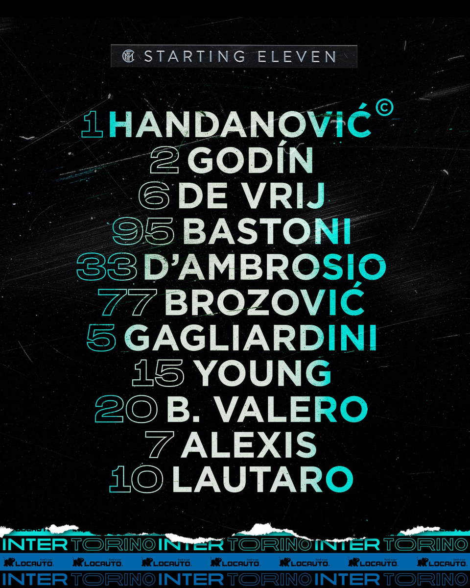 📢 | FORMAZIONE

#InterTorino, ecco gli 1⃣1⃣ di partenza scelti da Antonio Conte! 👇

#FORZAINTER ⚫️🔵⚫️🔵
