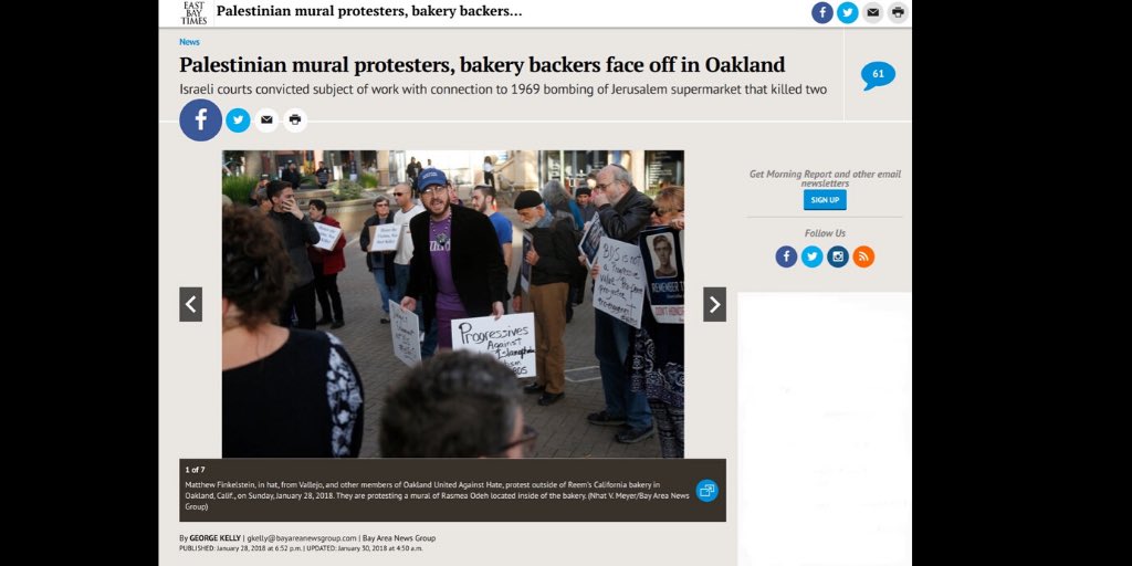 Sowonde’s fellow zionist friends Susan George & (George’s partner) Matthew Finkelstein were the primary organizers of those protests. Here they are featured in the East Bay Times.  https://twitter.com/eastbaytimes/status/957840436084858882