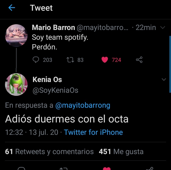 MishellOss's tweet photo. Los que decian que Kenia era Team Spotify🤡 https://t.co/WucBw8YzOy