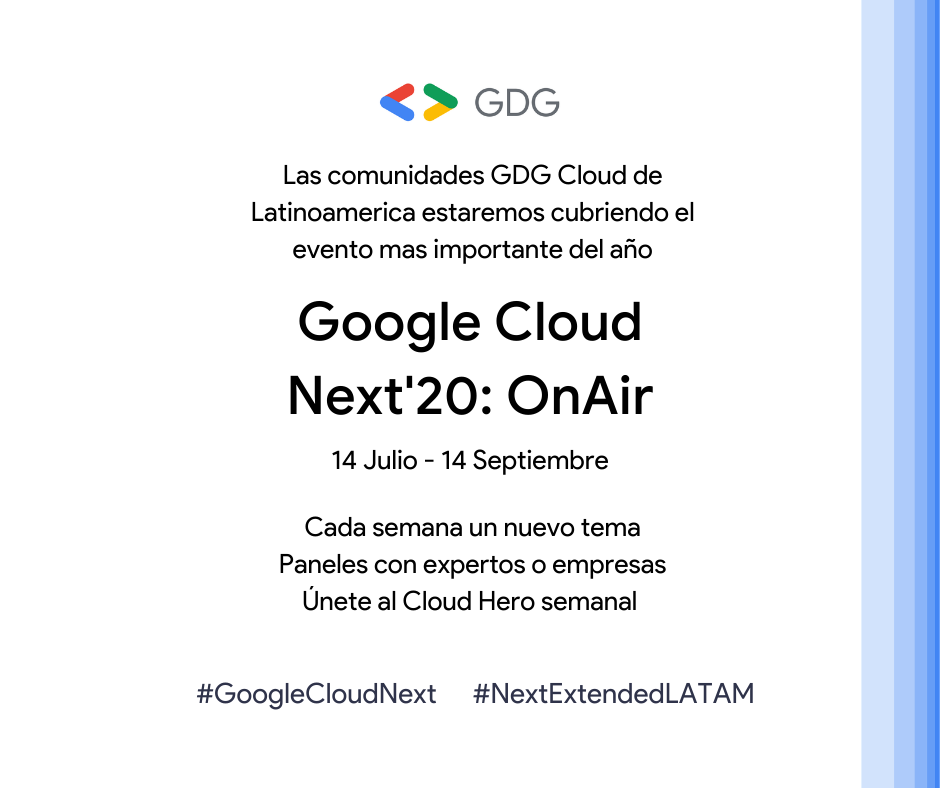 gdgcloudlima's tweet image. Next OnAir Extended Latam 🥳
Las comunidades @googlecloud  de Latinoamerica estaremos cubriendo el evento mas importante del año y para ello tendremos : Paneles con expertos o empresas y  Cloud Hero semanal. Pronto links de inscripción ✍️
#GoogleCloudNext #NextExtendedLATAM