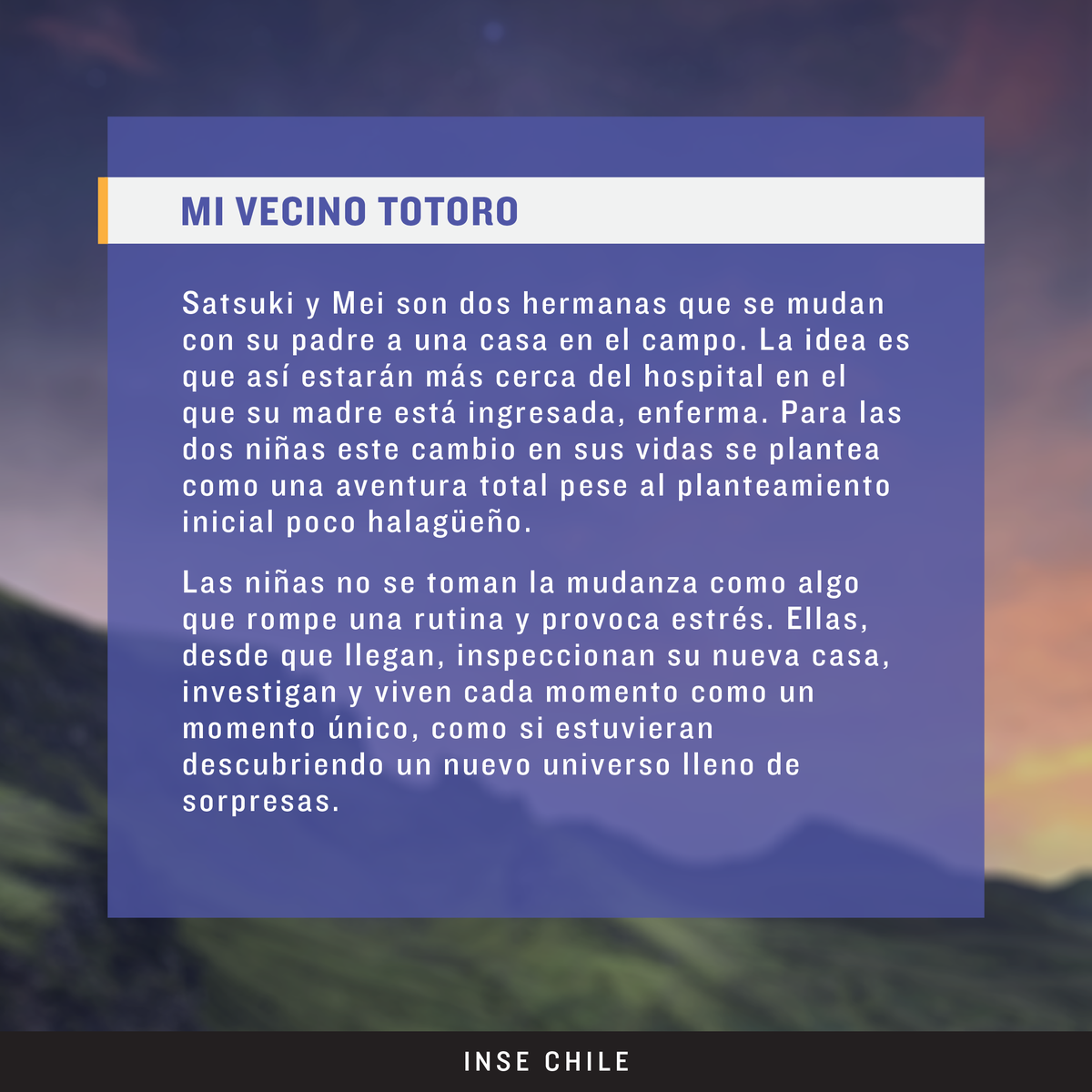 INSE_CHILE's tweet photo. 📽️ Inse Recomienda "Películas para ver en cuarentena"✨

Compartimos con ustedes esta selección de películas del Studio Ghibli para verlas en familia. 

¿Quieres recomendar alguna película? 
¡Coméntanos en los comentarios!

#cuarentena #quedateencasa #sename https://t.co/z2f0LM6OyV