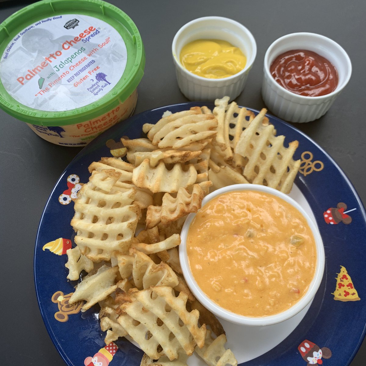 palmettocheese's tweet image. What do you like to dip your french fries into? We microwaved Palmetto Cheese for 60 seconds for an easy cheese dip!! Happy National French Fry Day 🍟#frenchfryday #palmettocheese #pimentocheese #cheesedip #fries