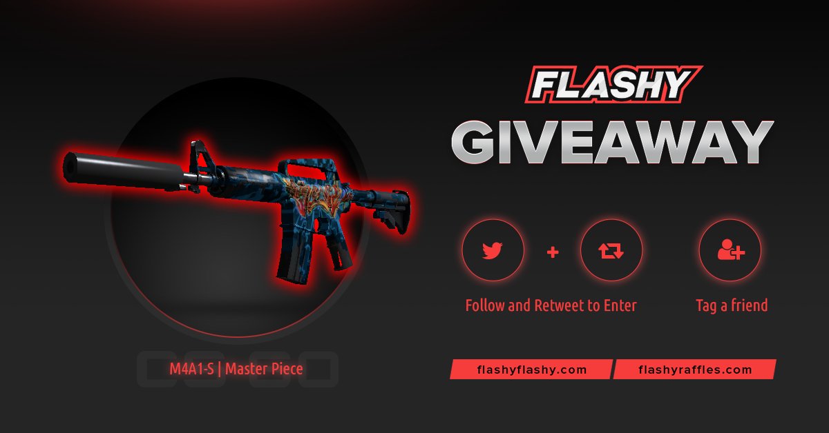 flashyflashycom's tweet photo. 🔥 24H GIVEAWAY !!! 🏆 M4A1-S Master Piece !

To win:
✔️ Visit for free codes: https://t.co/EmdZFb7zLx
✔️ Visit for more raffles: https://t.co/B9734CUg7G
✔️ Retweet
✔️ Follow us
✔️ Turn on twitter notifications

#flashyflashy #giveaway #csgoskins #CSGOGiveaway https://t.co/f39TKsmCqm