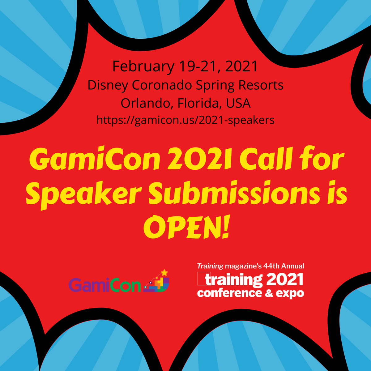 monicacornetti's tweet photo. GamiCon is accepting submissions from dynamic speakers who can share successes, failures, lessons learned, and innovative ideas and strategies the #gamfication of learning. Applications at https://t.co/8rBa1MwdCq #gamicon2021 #speakers #edtech #talentdevelopment https://t.co/CRzAr1VuHY