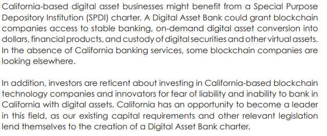 CaitlinLong_'s tweet photo. THE RACE IS ON! California's #blockchain working group recommends copying #Wyoming's SPDI law for #digitalasset banks. Wyoming has multi-year head-start vs other states &amp; OCC tho!🤠@GovernorGordon @Tyler_Lindholm @SenatorDriskill @JaredSOlsen @rothfuss @TaraNethercott @itsmikeyin https://t.co/GDSXe8Vimk