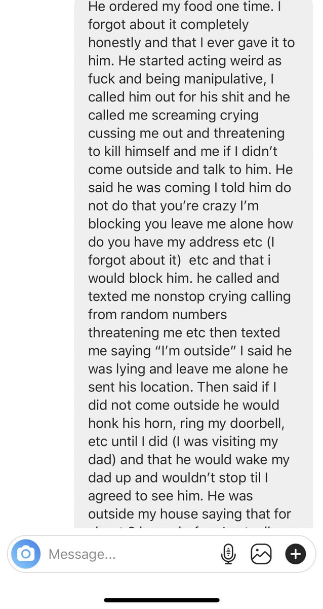 TW!!Here’s the full story of what happened when I realized he was manipulative and abusive, called him out for and told him to leave me alone. Keep in mind he said he was in love w me on day 2 of having my number, and we “talked” for less than 3 weeks before he did this