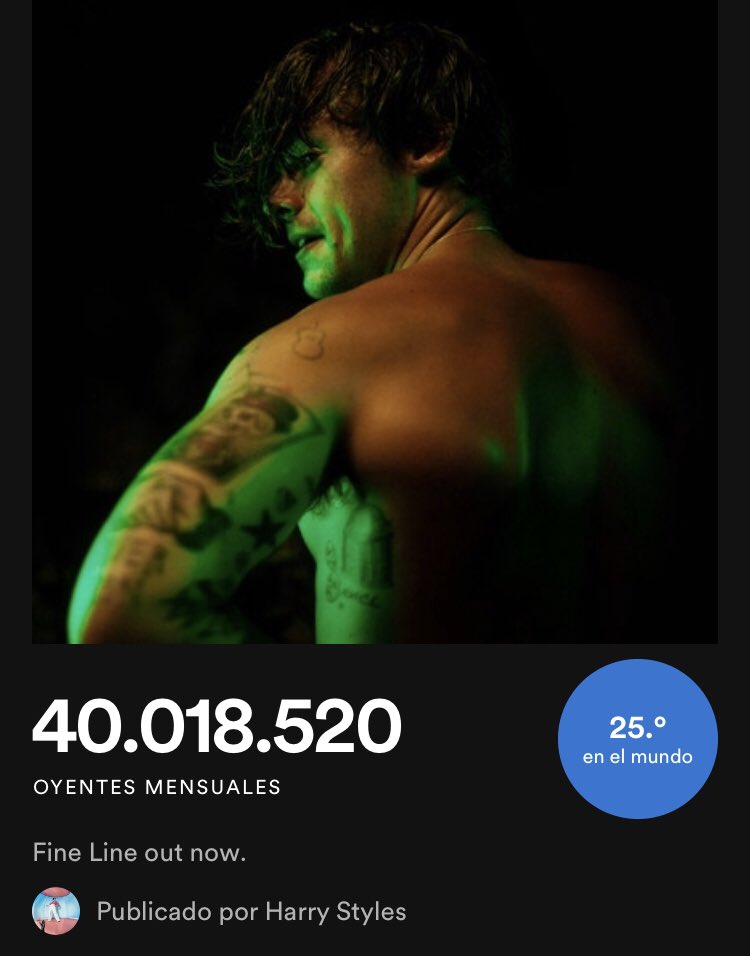 HarryArgentina's tweet photo. HARRY FINALMENTE LLEGÓ A LOS 40 MILLONES DE OYENTES EN SPOTIFY Y ES LA PRIMERA VEZ QUE LOGRA ESTO EN SU CARRERA COMO SOLISTA 😭😍

SIGAMOS HACIÉNDOLE STREAM ASÍ SIGUE AUMENTANDO 🙏: https://t.co/S0FcClpKg7 https://t.co/q45J6Apnw2