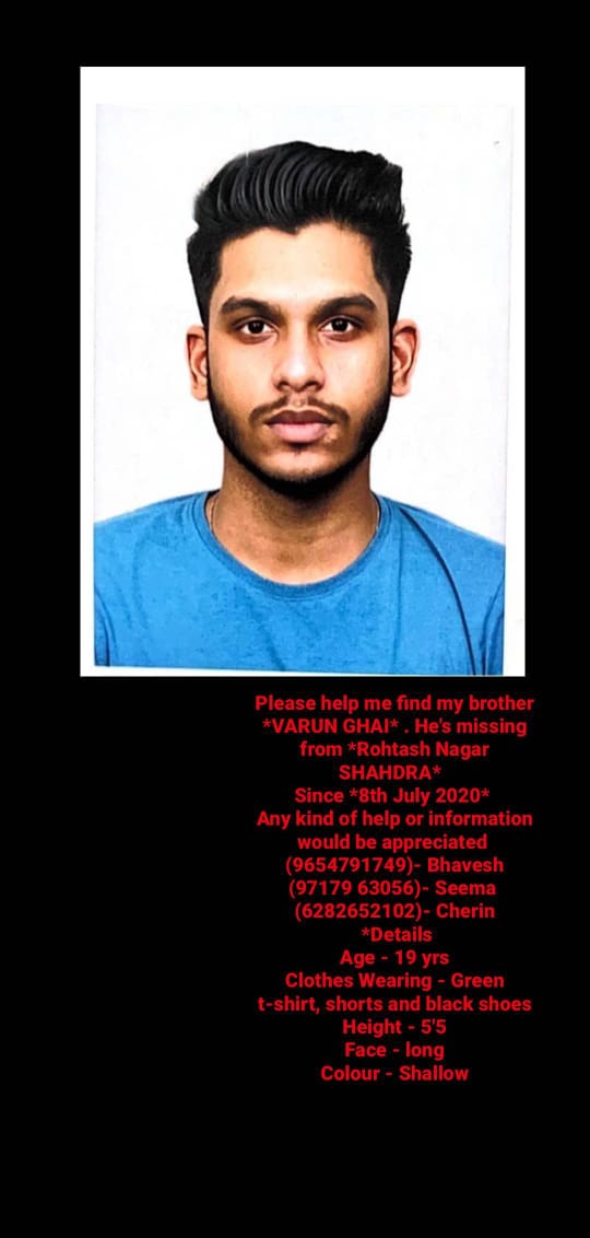 Harshit56749703's tweet photo. It's time for public to raise some voice.
#Findvarunghai #notminorbutmissing 
@DelhiPolice
 #helpus 
@ArvindKejriwal
@bjpshahdra
@RamNiwasGoelAap https://t.co/Kr6d3izEQG