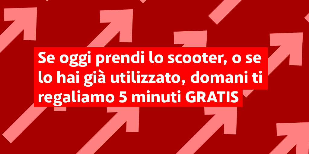 Si, hai letto bene! Se oggi prendi lo #scooter (o se lo hai già utilizzato) domani ti regaliamo 5 minuti #GRATIS. Vivi un’#estate su due ruote!
*Valido esclusivamente per i viaggi effettuati oggi (13/07).
#Mobility #Mobilitàsostenibile #Roma #Milano
