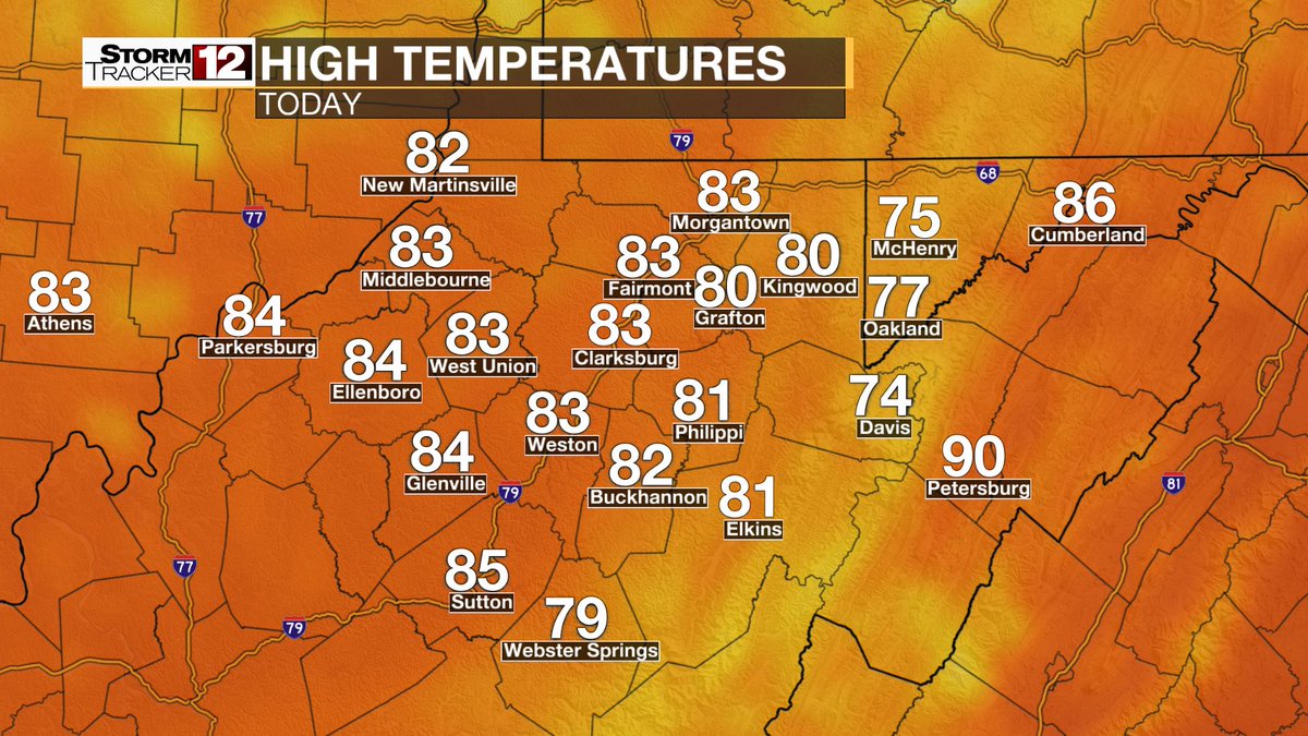 StormTracker12's tweet photo. SEASONAL TEMPS: It's going to be a beautiful day today with temperatures warming up right around average this afternoon, mainly in the 80s! https://t.co/beBlYt3x1b