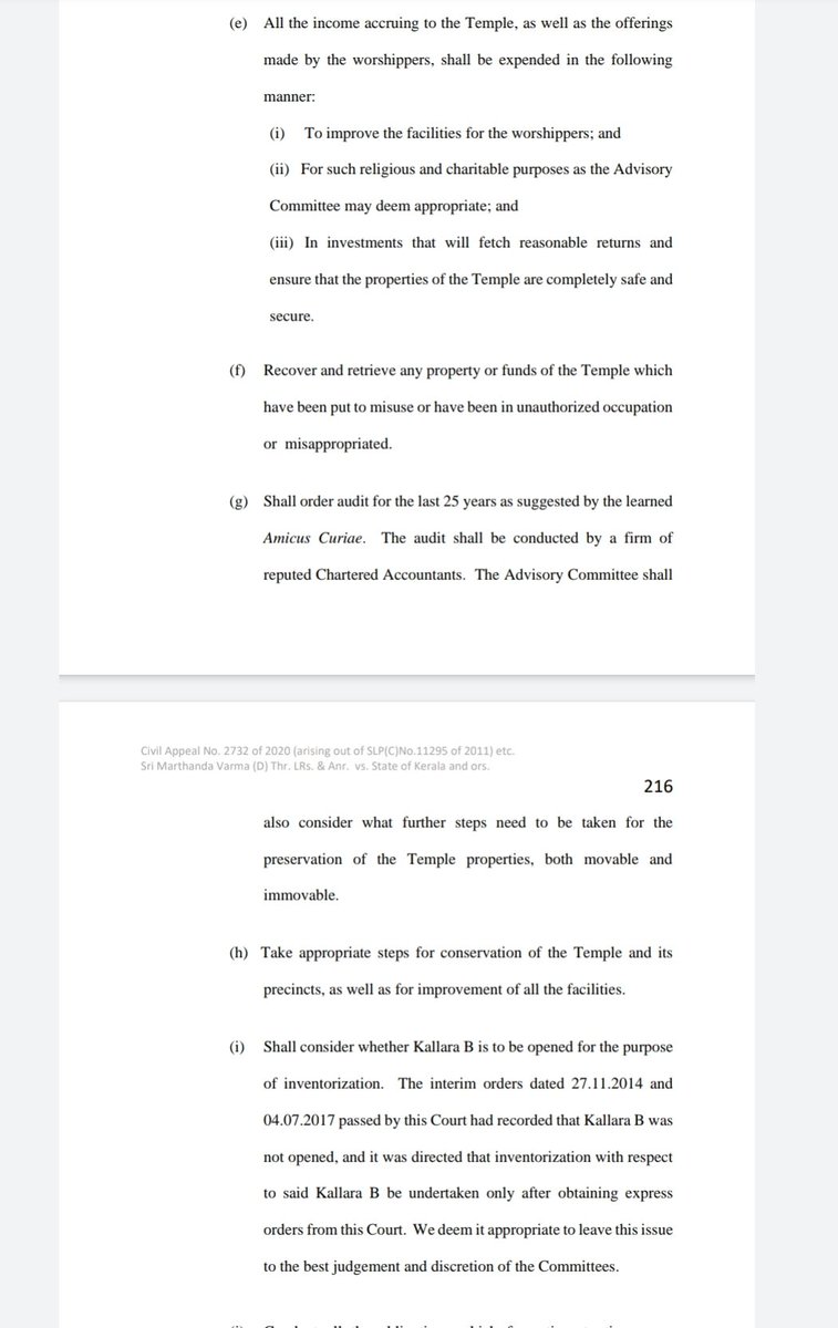11. In Paragraphs 110-117 from Pages 205-217, the Court has discussed in detail the proposed administrative structure of the Temple based on the suggestions of the Travancore Royal Family as captured in Paragraph 47. Here are the screenshots of the Paragraphs 116 & 117.