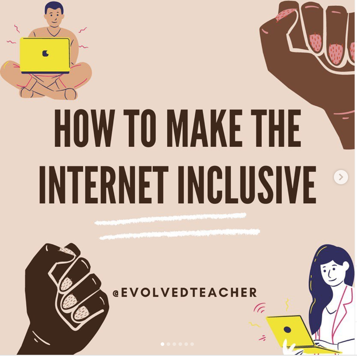 SBarksway's tweet photo. Hey #ci5307 we just explored #DigitalLiteracy & #DigitalCit & I thought you might appreciate this IG post by @gahmyateacher "How to Make the Internet Inclusive" https://t.co/RgjiW8bFlA https://t.co/Cl6TuKTIPb