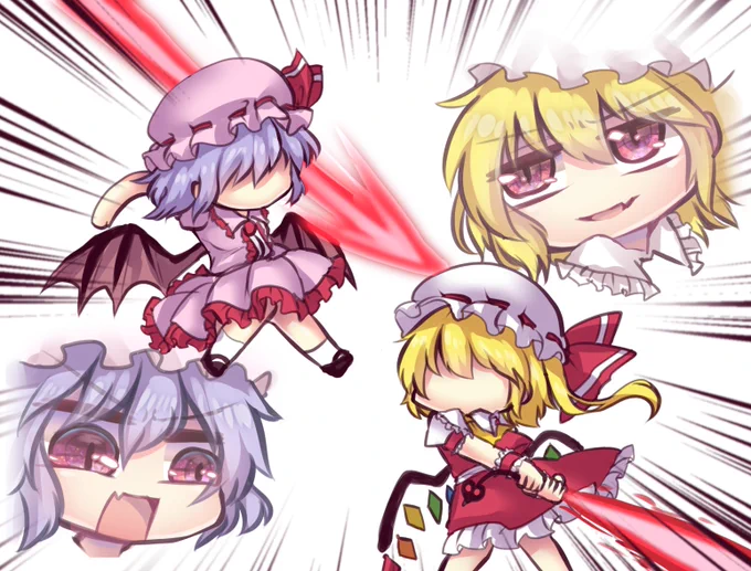 #深夜の真剣お絵描き60分一本勝負 
槍 vs 剣 