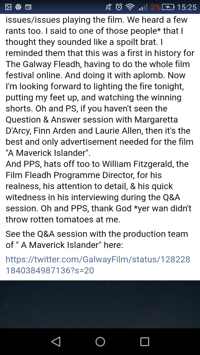 RoghaBhride's tweet photo. Maith sibh GFF! Hats off to Galway Film Fleadh. #GalwayFilmFleadh https://t.co/YkkzBJ8w37