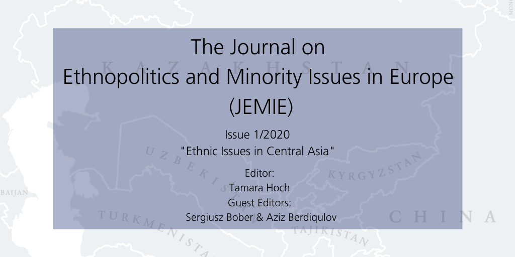 ECMIFlensburg's tweet photo. Check the latest issue of JEMIE - Journal on #Ethnopolitics and #MinorityIssues in #Europe - #PeerReviewed electronic journal edited under the auspices of the ECMI.

Special focus: #EthnicIssues in #CentralAsia 
 
https://t.co/QmeVEGs938 https://t.co/6Ld8PoDtzN