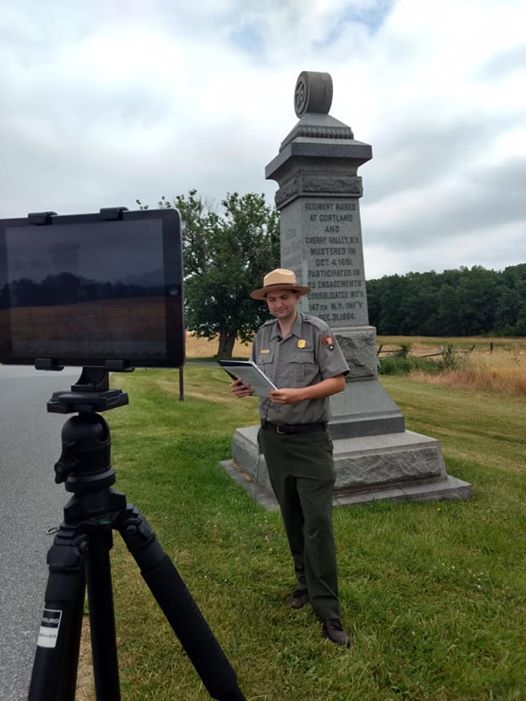 WVPublicHistory's tweet photo. Second year Public History MA student Jon Tracey is a seasonal ranger at Gettysburg National Military Park. This year, he's been working on creating digital interpretation such as posts, photos, and videos for platforms such as Twitter, Facebook and Instagram. https://t.co/2C3m1u0jOe