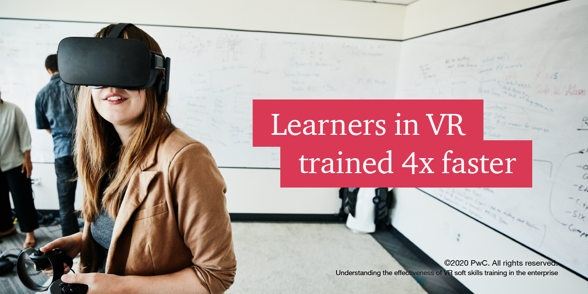 Buckingham_M's tweet photo. How effective is #VirtualReality to train people? @PwC has trained new managers using #VR and discovered they completed training 4X faster than their classroom based colleagues. Read more here: https://t.co/wyv14W9uOg #VLearning https://t.co/2AhcXf7W8l