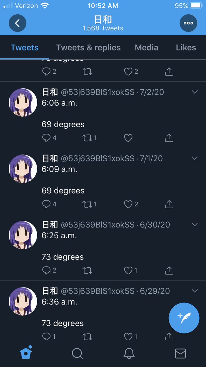 purpleboycrew's tweet photo. One time I tweeted some stupid shit and this account that tweets only once a day about the weather around 6 am had this to say. He don’t even say where the weather is https://t.co/juBDqhgkV2