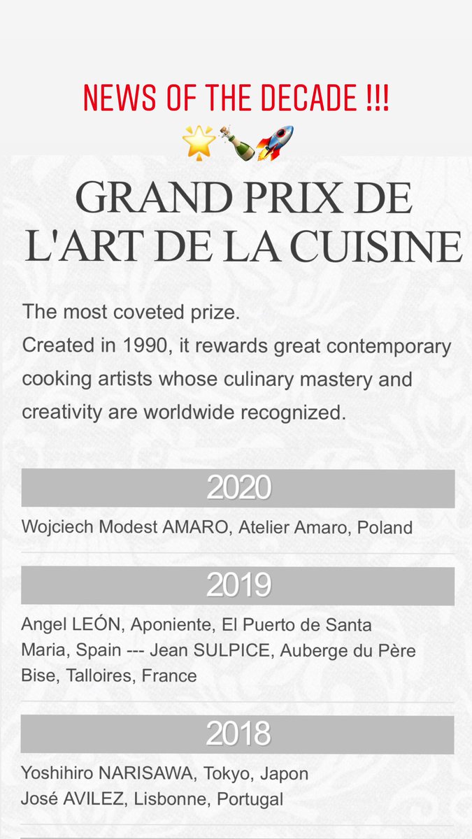 Modest9Amaro's tweet photo. Wojciech Modest Amaro Grand Prix de L’Art de La Cuisine 2020 !!!! Paris . France . https://t.co/8iOqKk1SW5