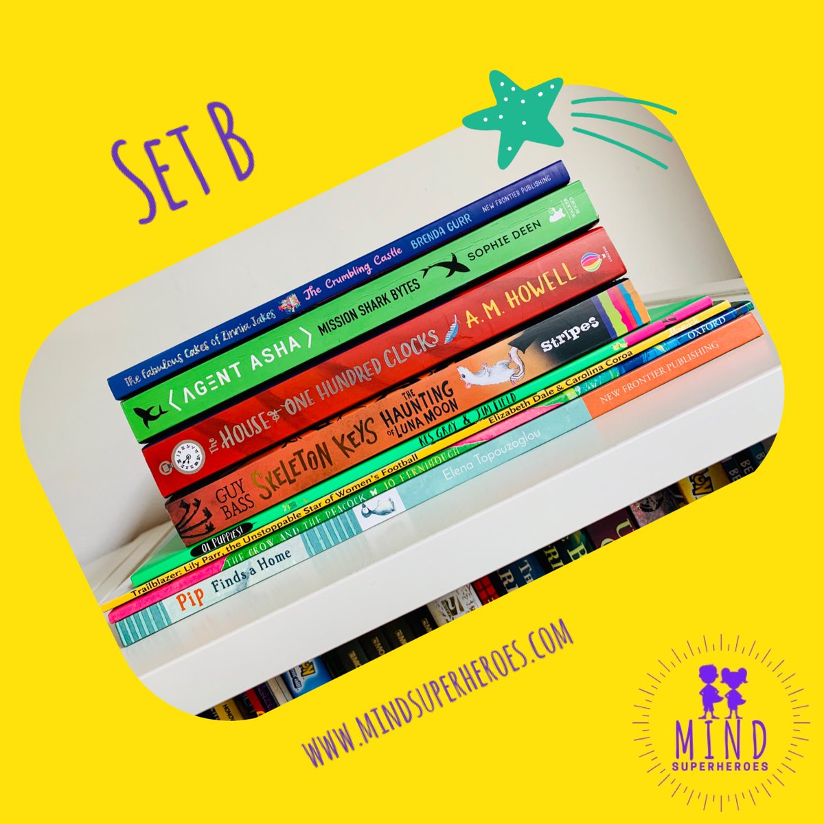 MindSuperheroes's tweet photo. It’s nearly the end of term so it must be time for a book #giveaway! To #win one of these bundles (for ages 5-11) Just RT, FLW this account &amp; tag a friend. Don’t forget to say whether you’d like set A or B. Last entries 9pm 17/9 (U.K. only) #MindSuperheroes #MentalHealth #kidlit https://t.co/2TBp5P9YxU