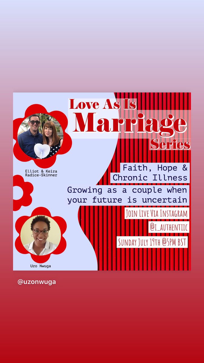 i_authentiic's tweet photo. Our first couple! ❤️ 

Join @i_authentiic Instagram Live Chat on Sun 19th July 5pm BST 🇬🇧 with @uzonwuga to hear Elliot &amp; Keira’s journey with Keira’s health! 

Not to be missed! #chronicillness #marfansyndrome #disability #youngcouple #marriedlife #lovemyspouse https://t.co/gecCEOxCz5