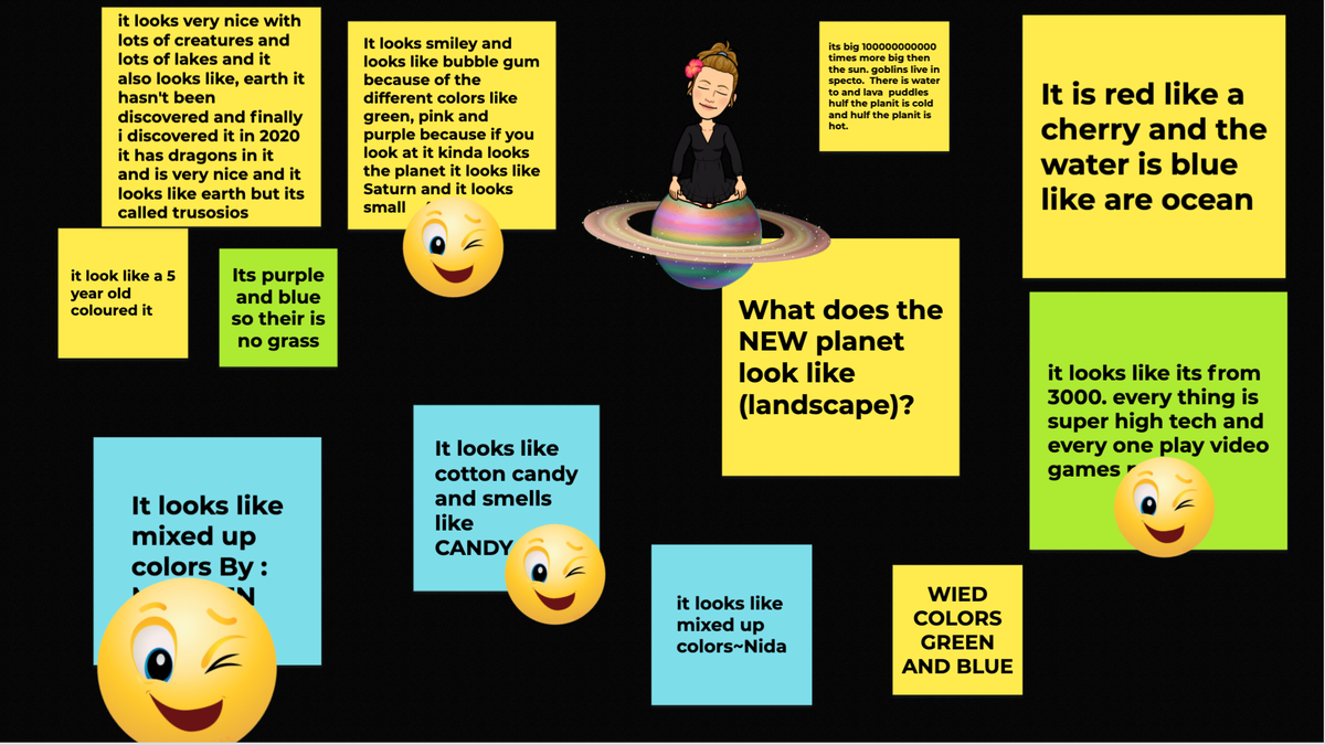 MsKMarshall_RSP's tweet photo. Happy Monday! We had a blast today describing our new planet and talking about what makes good descriptive writing! We talked through an esti-mystery and @oodps1 grade 4 & 5 students were amazing with the clues on this Math Talk Monday! #HDSBstillconnected #HDSBSummerLearning https://t.co/9nZKsahIsf
