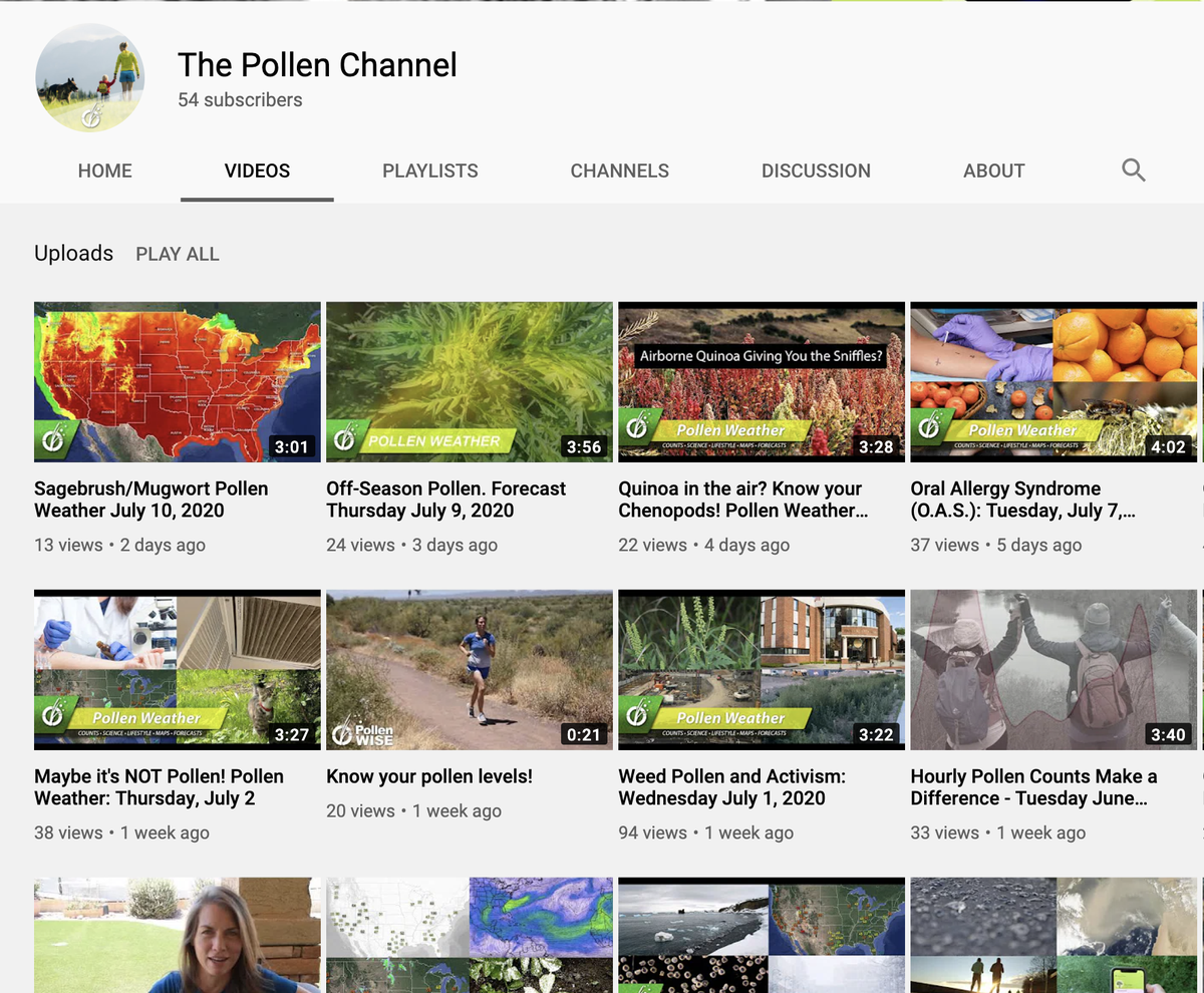 PollenWise's tweet photo. Have you checked out The Pollen Channel on #Youtube? We've started a series to help you have the most up-to-date #seasonalallergy information. You'll find a daily #pollen #forecast and other important information to help you own your seasonal #allergies! https://t.co/9lPOGkfXG2 https://t.co/KWkvuh1zdY