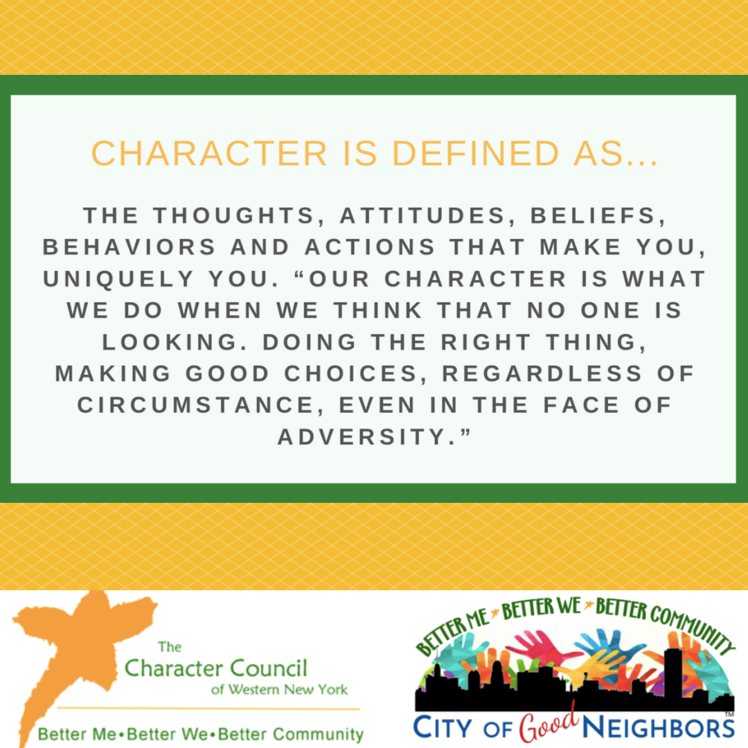 CharacterCWNY's tweet photo. Hello Twitter!! We are the Character Council of WNY! Through our organization and the City of Good Neighbors, we are dedicated to creating a culture of character. We work and serve the community through our twelve character virtues! Like/follow us for inspirational, informative, https://t.co/tlpWkxxCPm