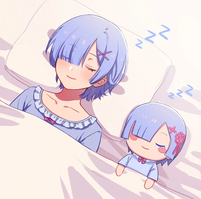 すやすやレムとすやすやレムぬいぐるみ #リゼロ 