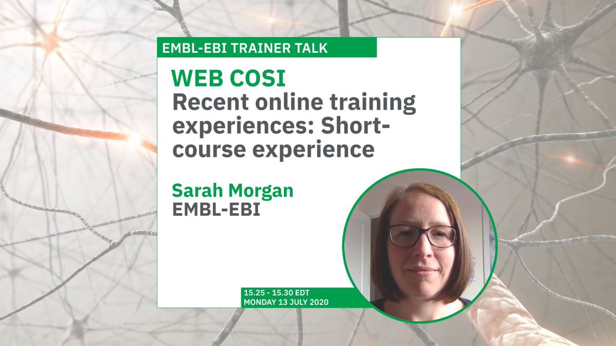 EBItraining's tweet photo. Featuring on the #WEBCOSI panel at #ISMB2020 is @Slmorg who will be summarising @emblebi online training before joining the session's group discussion. Have you seen our new look on any of your favourite #online courses?

🖥️ https://t.co/XIgi4CN8xe https://t.co/96ds8t7WRy