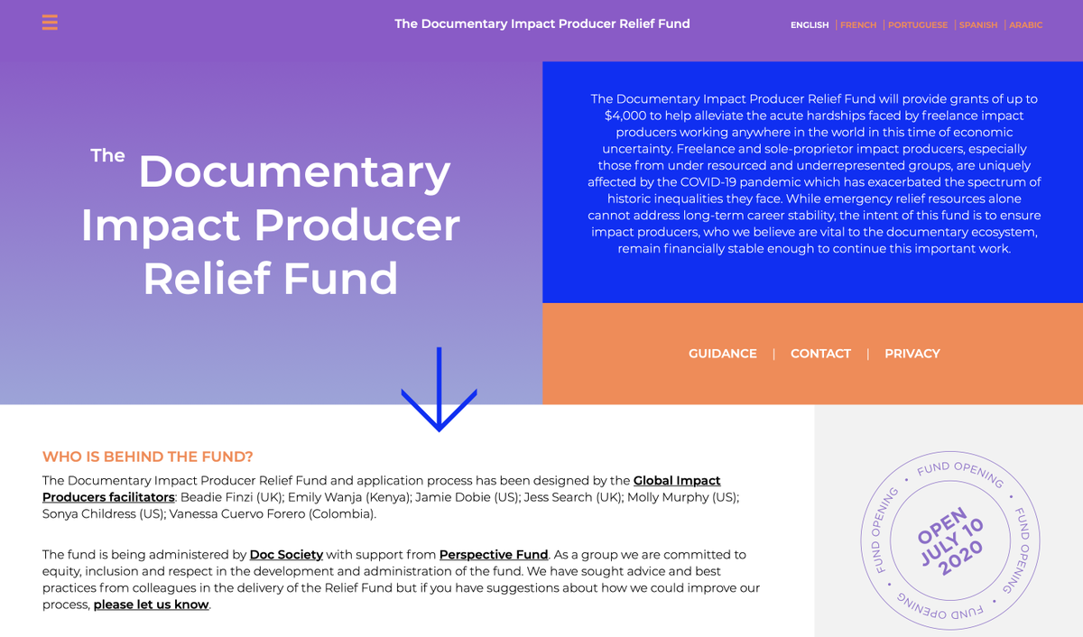 Round 2 of the Documentary Impact Producer Relief Fund is now open! This relief fund will provide grants up to $4,000 for freelance impact producers affected by the COVID-19 pandemic. More information on how to apply can be found here: docimpactproducersrelieffund.org
