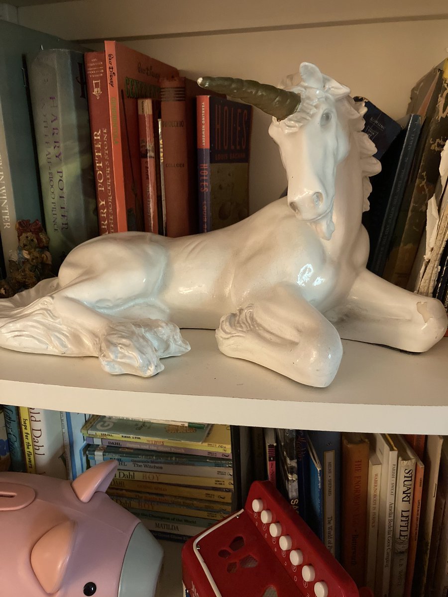 AsAnAdultPod's tweet photo. If @MegCarnaroli’s parents had moved... “If I could take one possession it would be my Daddy Unicorn. He’s my favorite.”

And here he sits on her daughter’s shelf almost 30 years later. #UnicornGirl4Life 

https://t.co/ogbIYKuCCv https://t.co/9r2qpfpNIx