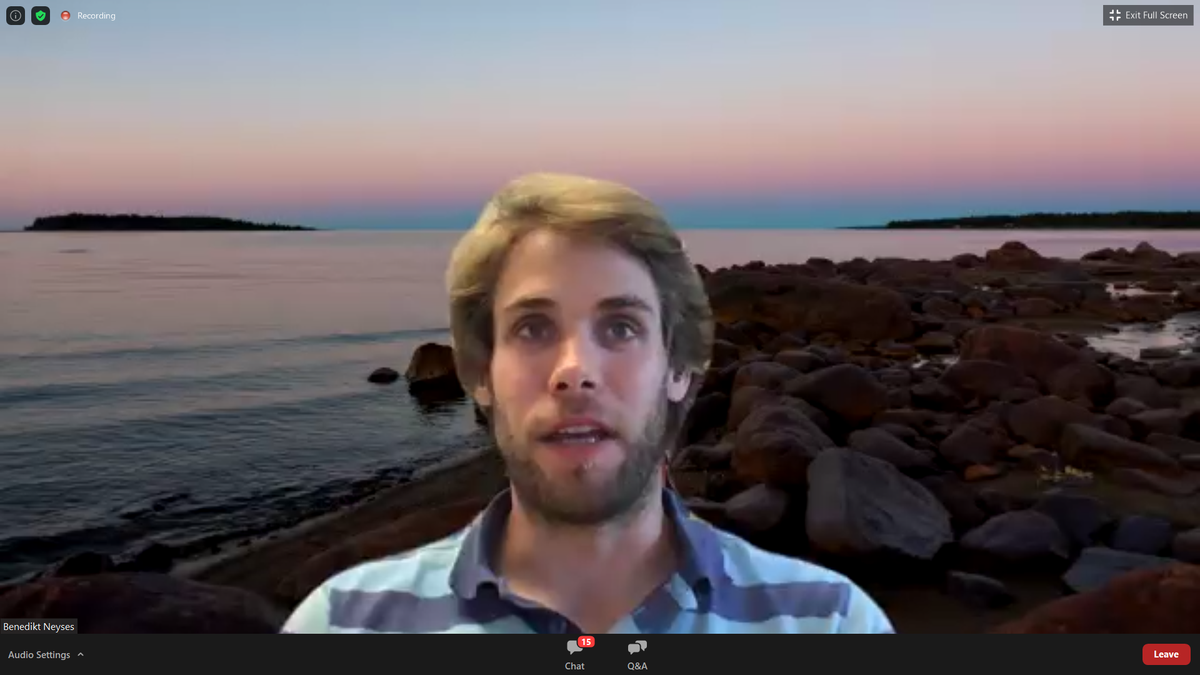 InnoRenewCoE's tweet photo. 27 Early Stage Researchers gave speed presentations on Day 1 of #SWST2020. 

Dr Ben Neyses moderated virtually from the seaside. 

#swstic #swstportoroz @SocietyWood https://t.co/uu84rYHbtr