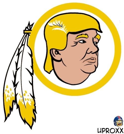 ericharley's tweet photo. It's official. The Washington Redskins will change their name and logo. In the spirit of doing the right thing, I propose they choose a name and logo that would not offend anyone at all...ever.  
The Washington Trumps. #RedskinsNameChange https://t.co/iYnS7SW5W9