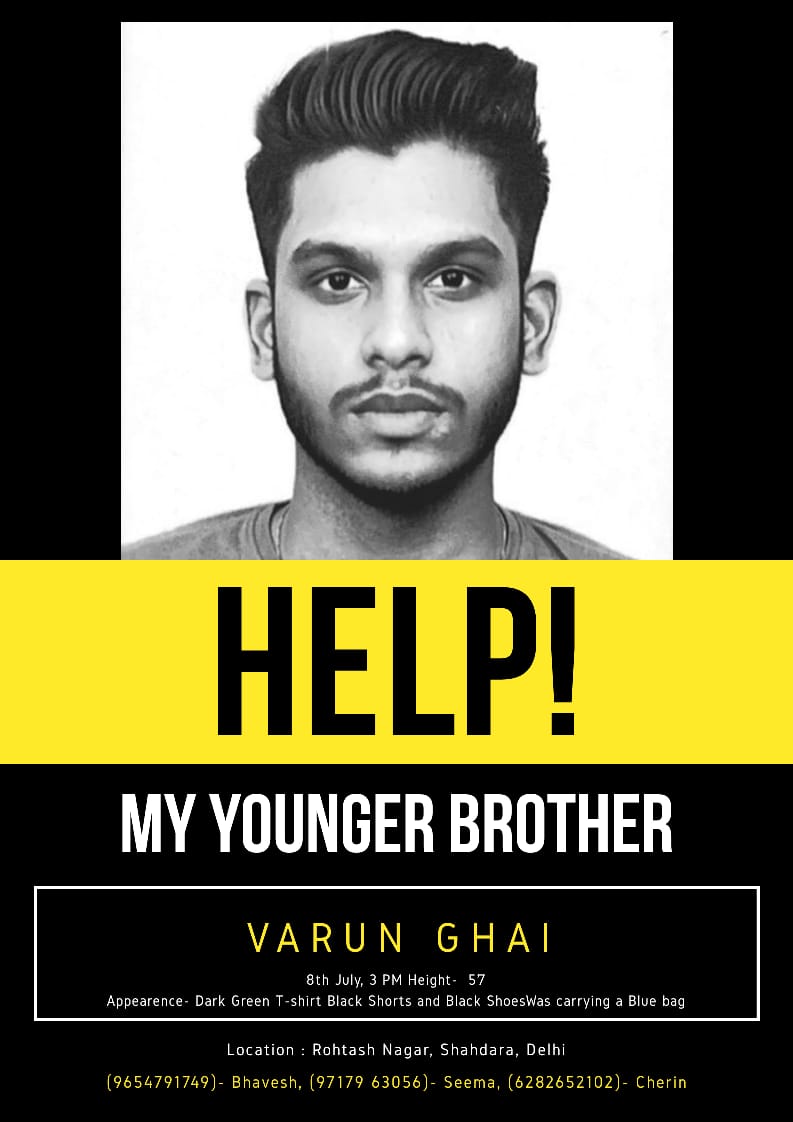 Gagandeepgrs's tweet photo. Help us find our brother. 
@DelhiPolice
 #helpus 
@ArvindKejriwal
@bjpshahdra
@RamNiwasGoelAap

#FindVarunGhai  | #NotMinorButMissing https://t.co/QqW6NcBdeq