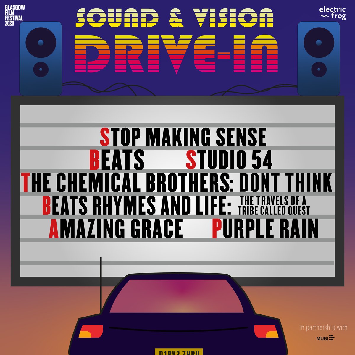 🔈Turn it up to 11!! 🔈
GFF and <a href="/electric_frog/">The Electric Frog</a> are bringing some smash hit music movies to the big screen at the #SoundAndVision Drive in! It's music to our ears!
Book now so you don't miss out!

In partnership with <a href="/mubi/">MUBI</a> 

🎟️tickettailor.com/events/gff2020