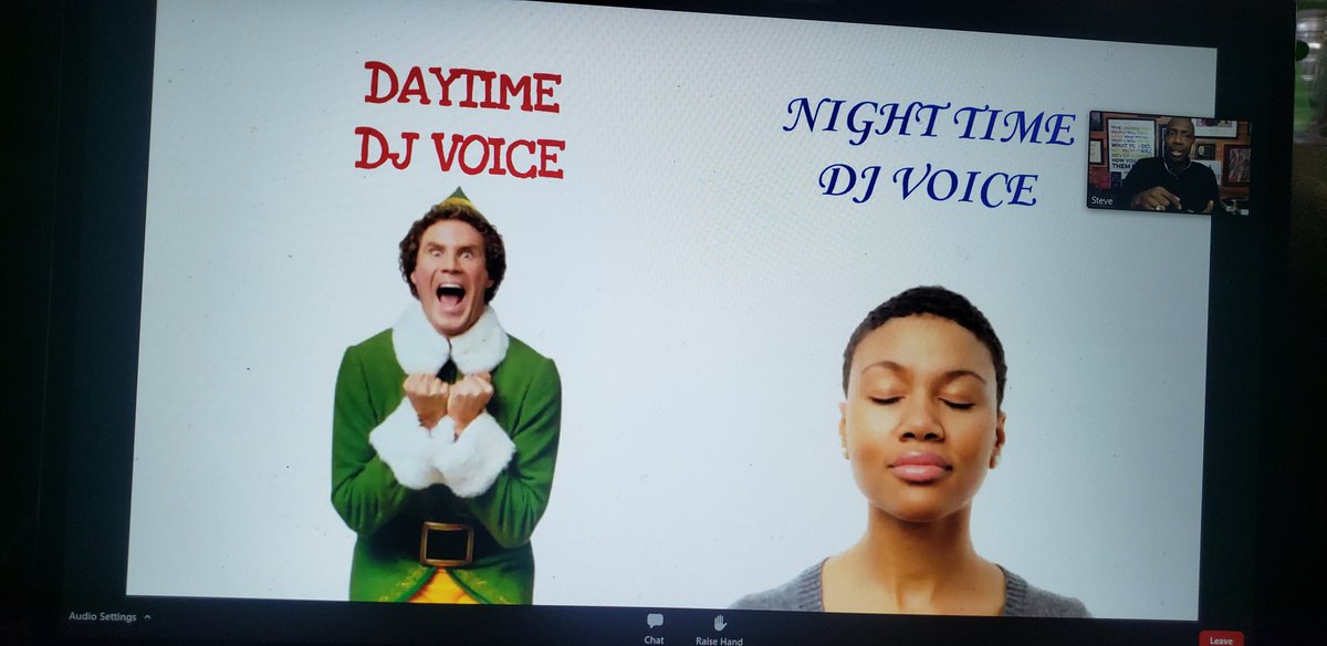 MissScott31's tweet image. Too often we use our nighttime DJ voice for the positive and our daytime DJ voice for the negative. It needs to be the opposite! @StandTallSteve @J_Renaissance #JRVC