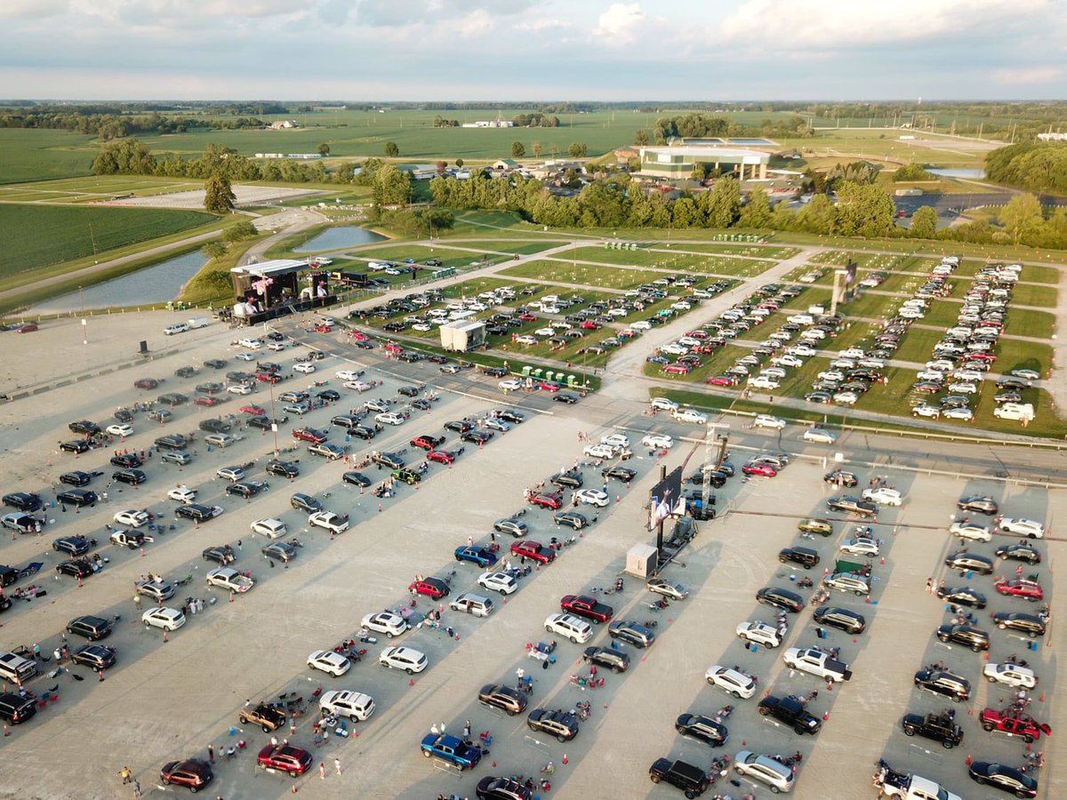 roc_off's tweet photo. We set the stage for the first @LiveNation drive-in concert on Saturday. @YachtRockRevue was held outside of @ruoffmusicenter in Indiana with more than a thousand fans in attendance. There is much more to come in Live Nation's series of drive-in concerts this season. Stay tuned! https://t.co/SPNEzsDZo9