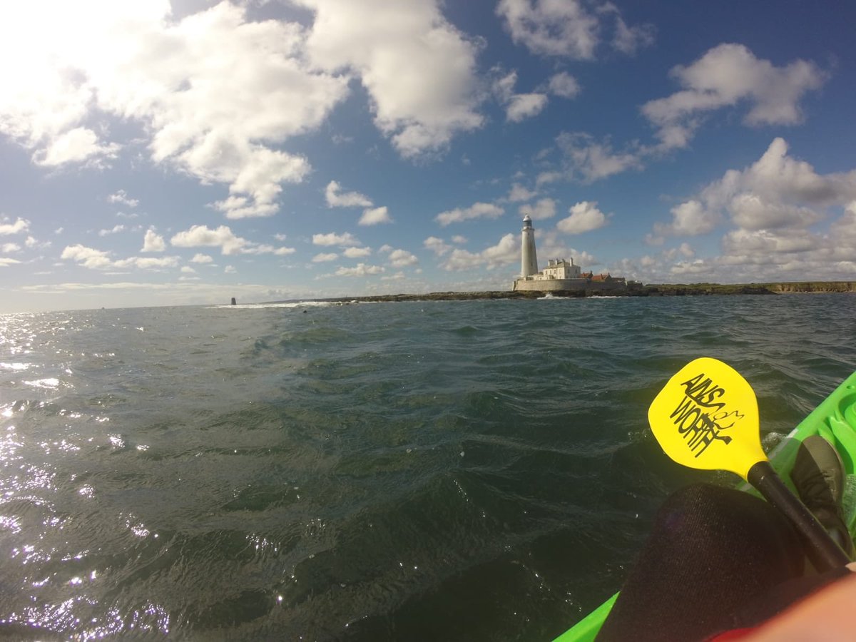 MeganA2F's tweet photo. Made the most of the sun this weekend kayaking at St Mary’s Lighthouse. We even spotted some friendly sea lions and dolphins playing in the waves nearby https://t.co/M5l8Ubhzxc