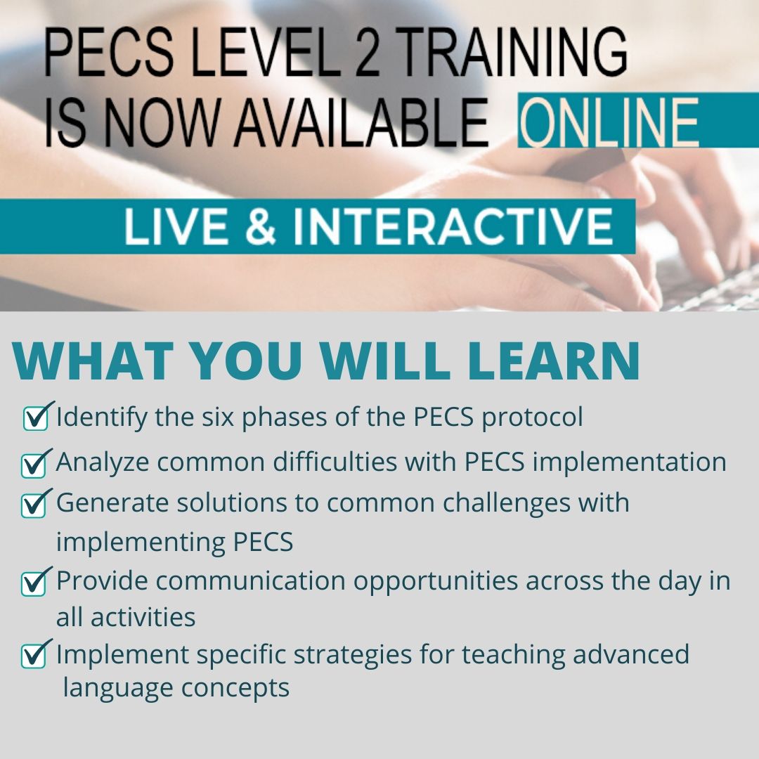 Take the next step in #PECS with a Level 2 training. Pyramid will guide you in refining your PECS implementation and discuss current challenges you have experienced within the six phases.Join Pyramid in an upcoming live online Level 2 Training on July 20th -21st, 2020.