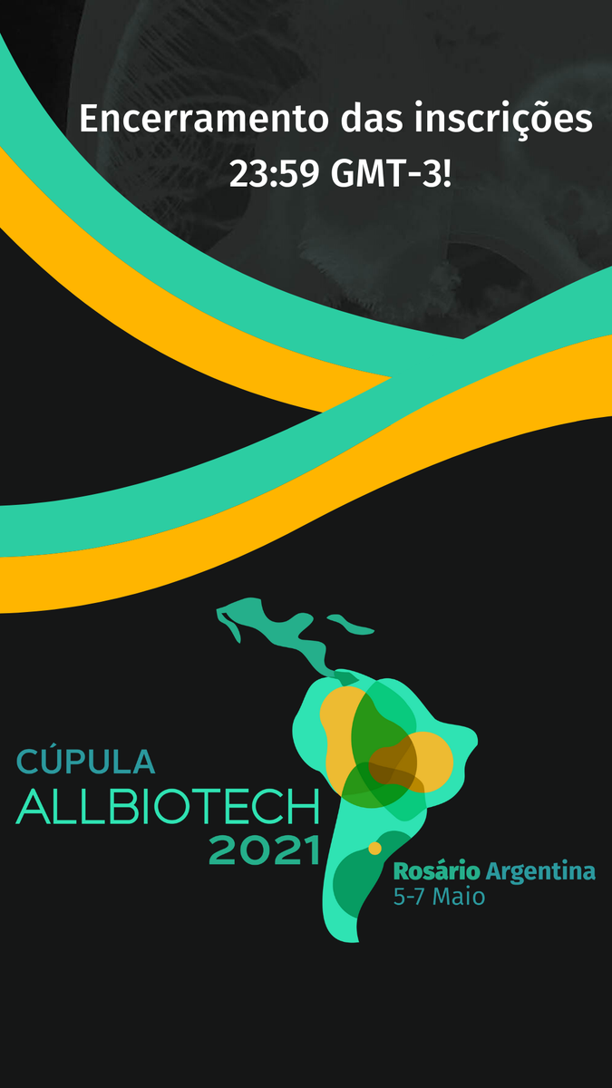 #HOJE último dia para enviar suas inscrições

Estamos procurando profissionais, empreendedores, acadêmicos, especialistas em comunicação e mais perfis relacionados a # biotecnologia e # bioeconomia para participar da #ALLBIOTECH 2021 Cupula

Vemo-nos em #Argentina!