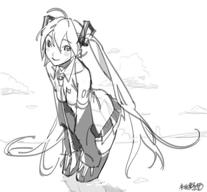 ミクさんラフ。次の絵の予定… 