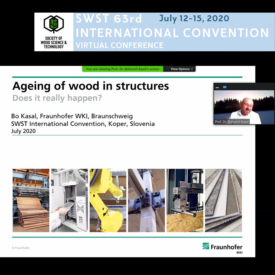 SocietyWood's tweet photo. The first day of #swstic #swst2020 is opened with a keynote presentation about ageing of wood in structures by Dr. Bo Kasal. Stay tune for more posts about our free online conference.
@InnoRenewCoE 
#societywood #swstportoroz https://t.co/l68i8flB9Y